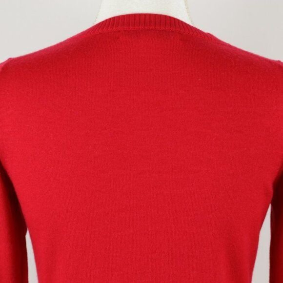 Banana Republic Women's Small Red Merino Wool Blend Embellished Cardigan - Picture 4 of 8